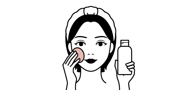 Illustration on woman applying toner