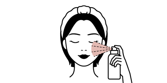Illustration on woman applying mist