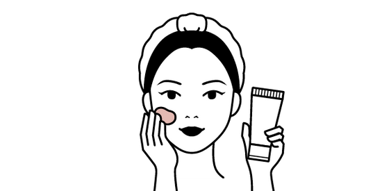 Illustration on woman applying moisturiser