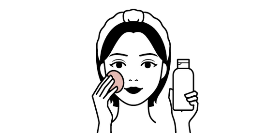 Illustration on woman applying toner